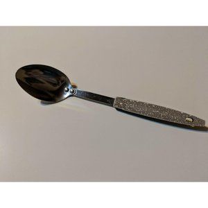 Vintage SS Small Head Serving Solid Spoon Gray White Speckled Handle 10 1/2"